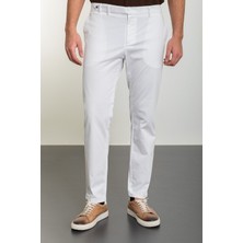 MCR Düz Beyaz Super Slim Fit Kemerli Erkek Pantolon