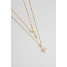So CHIC Kutup Yıldızı 18 Ayar Sarı Altın Kaplama 45 Cm Gümüş Minimal Kolye