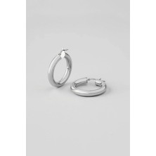 So CHIC Salsa 18 Ayar Beyaz Altın Kaplama 4 cm Çaplı Gümüş Halka Küpe