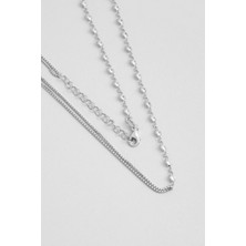 So CHIC Minimal Tasarım 18 Ayar Beyaz Altın Kaplama 45 Cm Gümüş Kolye