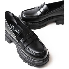 746-759 Siyah Rugan Günlük Yüksek Tabanlı Loafer Ayakkabı