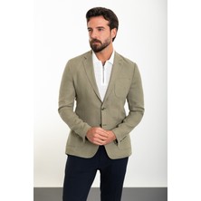 MCR Düz Slim Fit Torba Cep Mono Yaka Keten Erkek Ceket