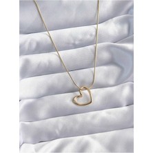 X-lady Accessories Altın Renk Boş Kalp Model Kadın Bijuteri Kolye - 3127