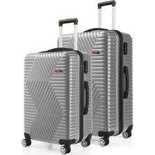 G&d Polo Suitcase Abs Orta ve Büyük Boy Gümüş Gri 2'li Valiz Seti 600.03-B