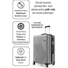 G&d Polo Suitcase Abs Orta ve Büyük Boy Gümüş Gri 2'li Valiz Seti 600.03-B