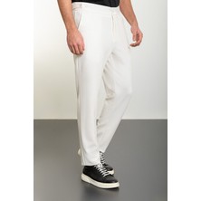 MCR Düz Ekru Slim Fit Kemerli Erkek Eşofman Altı