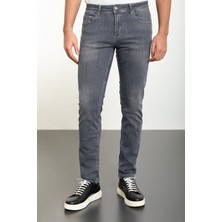 MCR Düz Gri Super Slim Fit Erkek Kot Pantolon