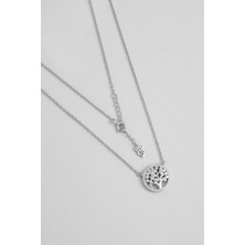 So CHIC Beyaz Taşlı 18 Ayar Beyaz Altın Kaplama 45 cm Gümüş Hayat Ağacı Kolye