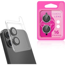 Kupa iPhone 16 Kamera Koruma Taşlı Lens Koruyucu Temperli Cam Koruma