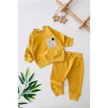 Miniğimin Cicileri Cepli Düğmeli Erkek Bebe takım - Sarı