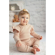 Kids Little Store Kız Bebek Pembe %100 Organik Pamuk Fırfırlı Ikili Takım ( 0 -4 Yaş)