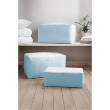 Tekno Trust Mavi Medium Boy 5 Adet Mavi Çizgili Baza Çekyat Altı Hurç 53X30X20CM 5 Tela