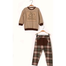 Kids Little Store Erkek Çocuk Baskılı Yeşil Bej Ekoseli Ikili Takım ( 2y-7y )