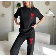Unisex Paçası Lastikli Eşofman Altlı Takım - Siyah