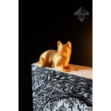 Kişiselleştirilebilir Kedi Tılsımı 3D Altın Renkli Kitap Ayracı