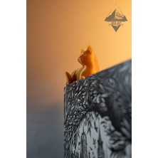 Kişiselleştirilebilir Kedi Tılsımı 3D Altın Renkli Kitap Ayracı