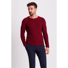 MCR Lase Bordo Slim Fit Bisiklet Yaka Uzun Kollu Erkek Triko