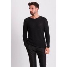 MCR Lase Siyah Slim Fit Bisiklet Yaka Uzun Kollu Erkek Triko