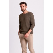 MCR Lase Haki Slim Fit Bisiklet Yaka Uzun Kollu Erkek Triko