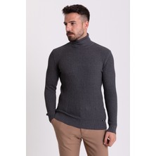 MCR Dokulu Slim Fit Tam Balıkçı Yaka Erkek Kazak