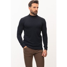 MCR Düz Lacivert Renk Slim Fit Erkek Yarım Balıkçı Yaka Kazak