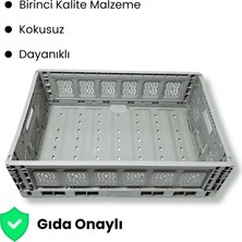 Alpbx Katlanır Gri Kasa 60X40X18 cm - Gıdaya Uygun Katlanabilir Düzenleyici Sepet 37 Litre