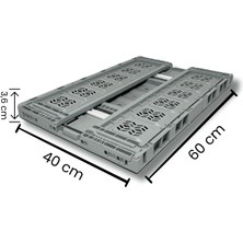 Alpbx Katlanır Gri Kasa 60X40X18 cm - Gıdaya Uygun Katlanabilir Düzenleyici Sepet 37 Litre