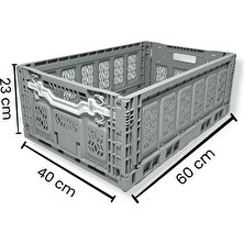 Alpbx Katlanır Gri Kasa 60X40X23 cm - Gıdaya Uygun Katlanabilir Düzenleyici Sepet 45 Litre