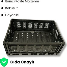 Alpbx Katlanır Siyah Kasa 60X40X23 cm - Gıdaya Uygun Katlanabilir Düzenleyici Sepet 45 Litre