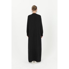 Deseo Boutique Kadın Siyah Renk Cep Kısmı Fermuar Detaylı Uzun Tesettür Elbise