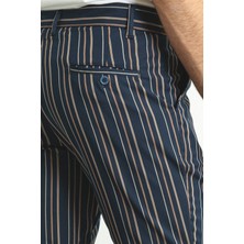 MCR Çizgili Kamel Rengi Super Slim Fit Erkek Şort