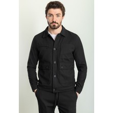 Çizgili Siyah Slim Fit Erkek Mont Pantolon Takım