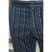 MCR Çizgili Lacivert Renk Super Slim Fit Erkek Şort