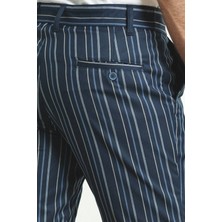 MCR Çizgili Lacivert Renk Super Slim Fit Erkek Şort