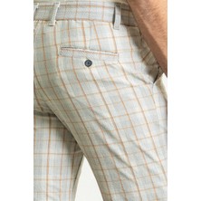 MCR Ekoseli Gri Renk Super Slim Fit Erkek Şort