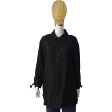 Deseo Boutique Kadın Kolları Bağlamalı Çizgili Uzun Gömlek