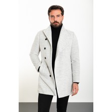 MCR Düz Gri Slim Fit Şal Yaka Kaşe Erkek Kaban
