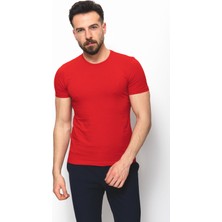 MCR Düz Kırmızı Renk Super Slim Fit Bisiklet Yaka Basic Erkek T-Shirt