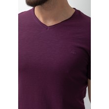 MCR Desenli Slim Fit V Yaka Basic Erkek T-Shirt