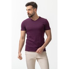 MCR Desenli Slim Fit V Yaka Basic Erkek T-Shirt