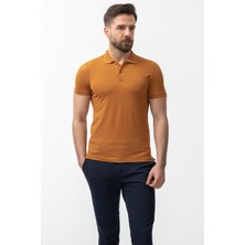 MCR Düz Kamel Rengi Slim Fit Polo Yaka Basic Erkek T-Shirt