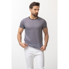 Desenli Siyah Renk Slim Fit Bisiklet Yaka Erkek T-shirt