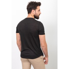 MCR Düz Siyah Renk Slim Fit Bisiklet Yaka Basic Erkek T-Shirt