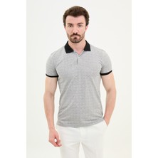 MCR Desenli Ekru Slim Fit Polo Yaka Erkek T-Shirt