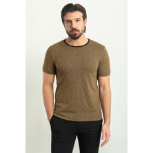 MCR Desenli Kamel Rengi Slim Fit Bisiklet Yaka Erkek T-Shirt