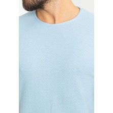 MCR Desenli Mavi Renk Slim Fit Bisiklet Yaka Erkek T-Shirt