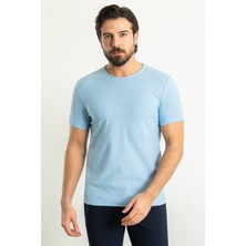 MCR Desenli Mavi Renk Slim Fit Bisiklet Yaka Erkek T-Shirt