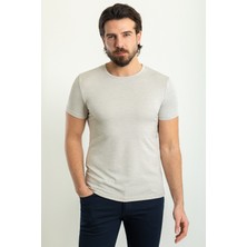 Desenli Slim Fit Bisiklet Yaka Erkek T-Shirt