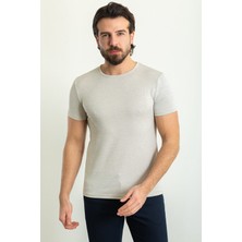 Desenli Slim Fit Bisiklet Yaka Erkek T-Shirt