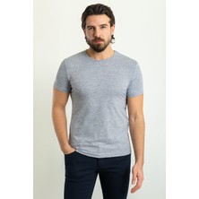 MCR Desenli Lacivert Renk Slim Fit Bisiklet Yaka Erkek T-Shirt